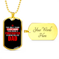 I Love Firefighter Dad Necklace Stainless Steel or 18k Gold Dog Tag 24" Chain-Express Your Love Gifts