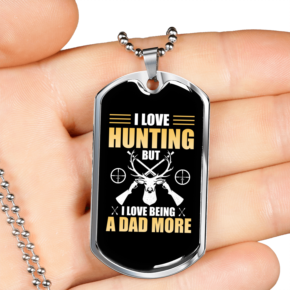 I Love Hunting Necklace Stainless Steel or 18k Gold Dog Tag 24" Chain-Express Your Love Gifts