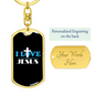 I Love Jesus Cross Keychain Stainless Steel or 18k Gold Dog Tag Keyring-Express Your Love Gifts