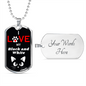 I Love My Black And White Cat Necklace Stainless Steel or 18k Gold Dog Tag 24" Chain-Express Your Love Gifts