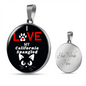 I Love My California Spangled Necklace Circle Pendant Stainless Steel or 18k Gold 18-22"-Express Your Love Gifts