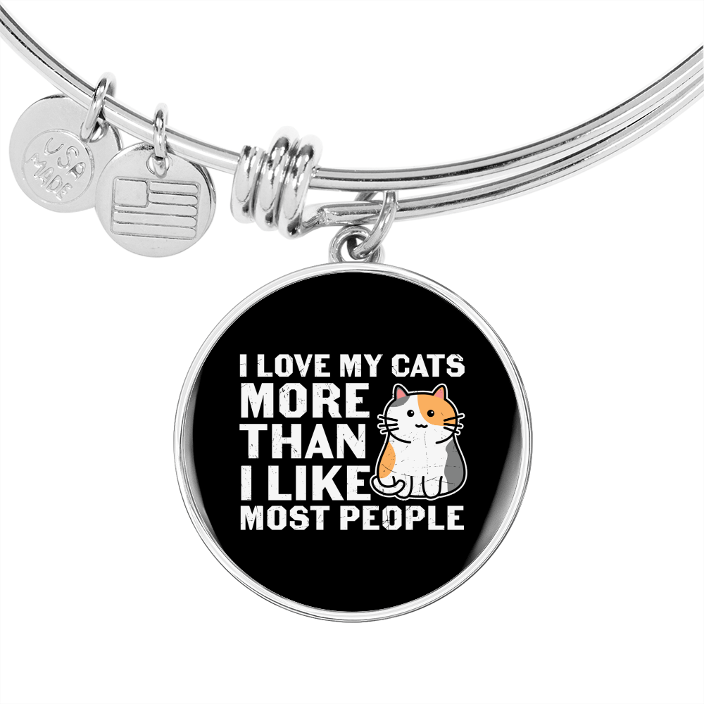 I Love My Cats Bracelet Stainless Steel or 18k Gold Circle Bangle-Express Your Love Gifts