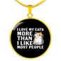 I Love My Cats Circle Necklace Stainless Steel or 18k Gold 18-22"-Express Your Love Gifts