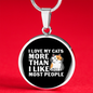 I Love My Cats Circle Necklace Stainless Steel or 18k Gold 18-22"-Express Your Love Gifts