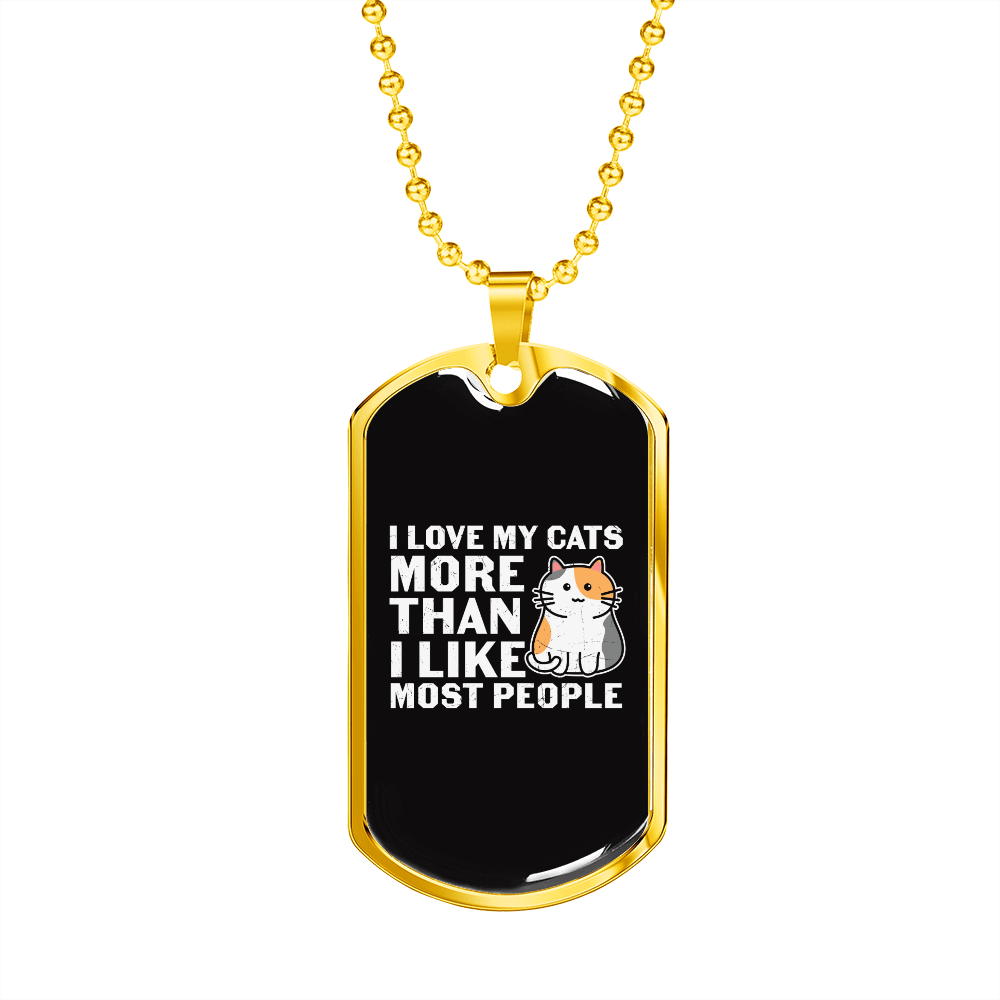 I Love My Cats Necklace Stainless Steel or 18k Gold Dog Tag 24" Chain-Express Your Love Gifts