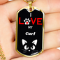 I Love My Curl Cat Necklace Stainless Steel or 18k Gold Dog Tag 24" Chain-Express Your Love Gifts