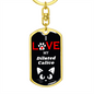 I Love My Diluted Calico Cat Keychain Stainless Steel or 18k Gold Dog Tag Keyring-Express Your Love Gifts