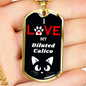 I Love My Diluted Calico Cat Necklace Stainless Steel or 18k Gold Dog Tag 24" Chain-Express Your Love Gifts