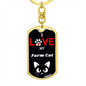I Love My Farm Cat Cat Keychain Stainless Steel or 18k Gold Dog Tag Keyring-Express Your Love Gifts