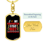 I Love My Firefighter Keychain Stainless Steel or 18k Gold Dog Tag Keyring-Express Your Love Gifts