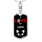 I Love My Lykoi Cat Keychain Stainless Steel or 18k Gold Dog Tag Keyring-Express Your Love Gifts