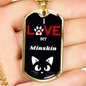 I Love My Minskin Cat Necklace Stainless Steel or 18k Gold Dog Tag 24" Chain-Express Your Love Gifts