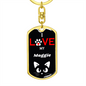 I Love My Moggie Cat Keychain Stainless Steel or 18k Gold Dog Tag Keyring-Express Your Love Gifts