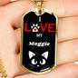 I Love My Moggie Cat Necklace Stainless Steel or 18k Gold Dog Tag 24" Chain-Express Your Love Gifts
