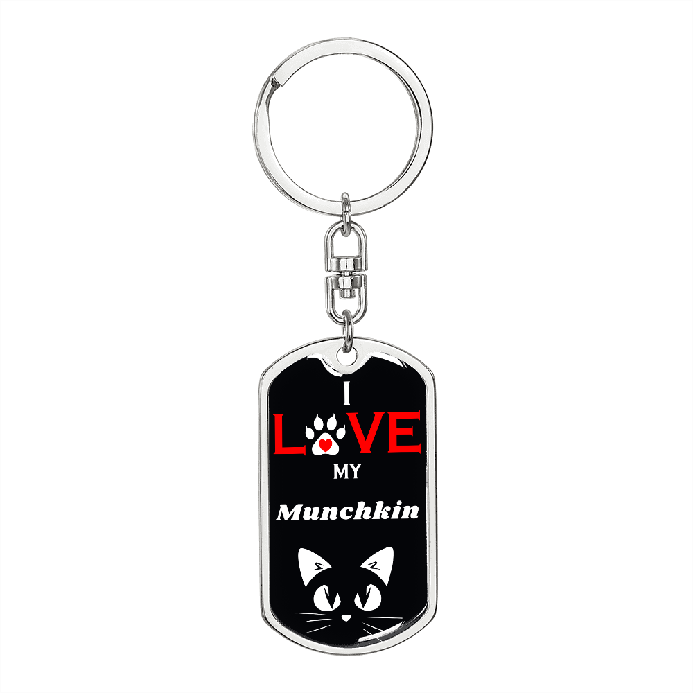 I Love My Munch Sausage Catkins Sausage Cat Keychain Stainless Steel or 18k Gold Dog Tag Keyring-Express Your Love Gifts