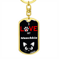 I Love My Munch Sausage Catkins Sausage Cat Keychain Stainless Steel or 18k Gold Dog Tag Keyring-Express Your Love Gifts