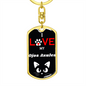 I Love My Ojos Azules Cat Keychain Stainless Steel or 18k Gold Dog Tag Keyring-Express Your Love Gifts