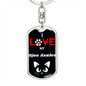 I Love My Ojos Azules Cat Keychain Stainless Steel or 18k Gold Dog Tag Keyring-Express Your Love Gifts
