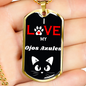 I Love My Ojos Azules Cat Necklace Stainless Steel or 18k Gold Dog Tag 24" Chain-Express Your Love Gifts
