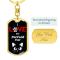 I Love My Perfold Cat Cat Keychain Stainless Steel or 18k Gold Dog Tag Keyring-Express Your Love Gifts