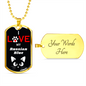 I Love My Russian Blue Cat Necklace Stainless Steel or 18k Gold Dog Tag 24" Chain-Express Your Love Gifts