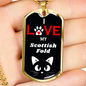 I Love My Scottish Fold Cat Necklace Stainless Steel or 18k Gold Dog Tag 24" Chain-Express Your Love Gifts