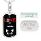 I Love My Tabby Cat Keychain Stainless Steel or 18k Gold Dog Tag Keyring-Express Your Love Gifts