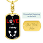 I Love My Tabby Cat Keychain Stainless Steel or 18k Gold Dog Tag Keyring-Express Your Love Gifts