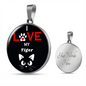 I Love My Tiger Necklace Circle Pendant Stainless Steel or 18k Gold 18-22"-Express Your Love Gifts