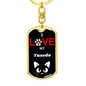 I Love My Tuxedo Cat Keychain Stainless Steel or 18k Gold Dog Tag Keyring-Express Your Love Gifts