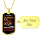 I'm A Biker Grandpa Biker Necklace Stainless Steel or 18k Gold Dog Tag 24"-Express Your Love Gifts