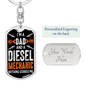 I'm a Dad And a Diesel Mechanic Swivel Keychain Dog Tag Stainless Steel or 18k Gold-Express Your Love Gifts