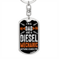 I'm a Dad And a Diesel Mechanic Swivel Keychain Dog Tag Stainless Steel or 18k Gold-Express Your Love Gifts