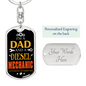 I'm a Dad And a Diesel Mechanic White Swivel Keychain Dog Tag Stainless Steel or 18k Gold-Express Your Love Gifts