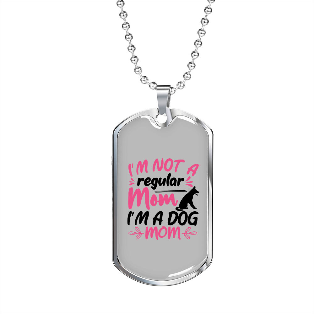 I'm a Dog Mom Necklace Stainless Steel or 18k Gold Dog Tag 24" Chain-Express Your Love Gifts