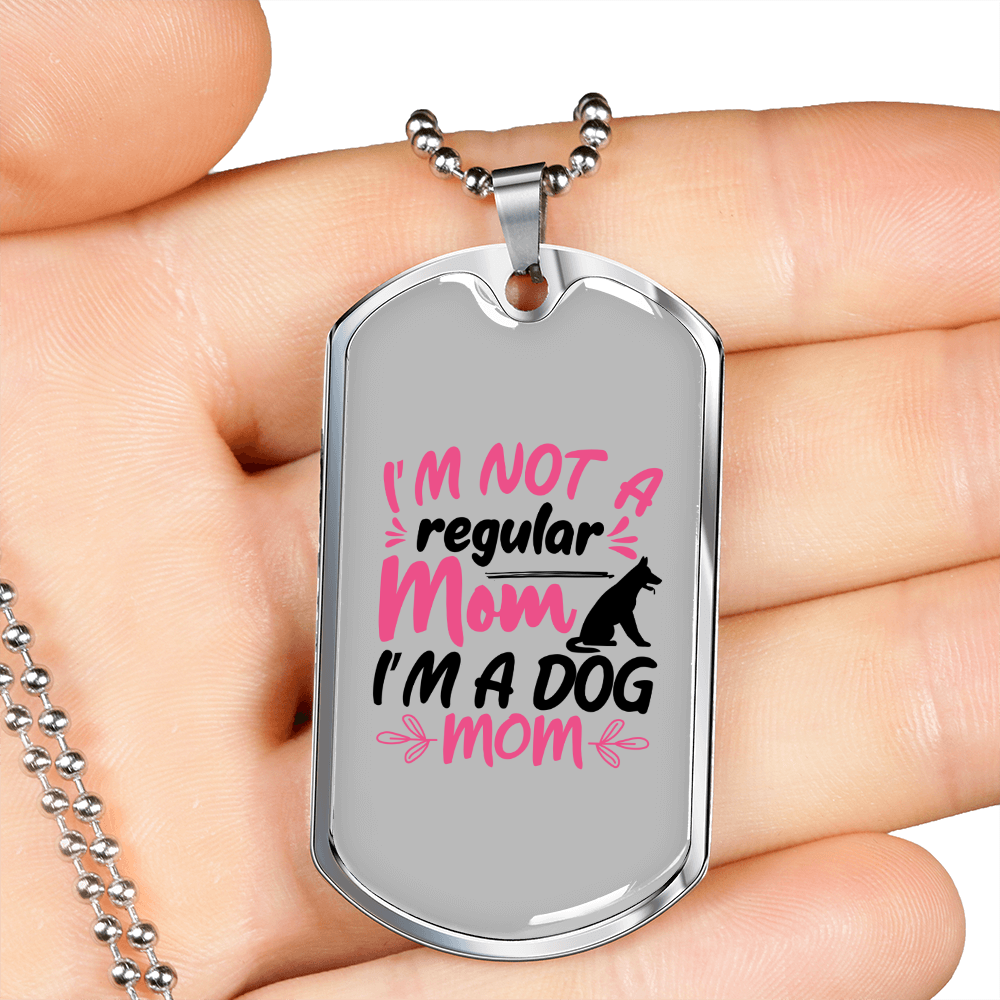 I'm a Dog Mom Necklace Stainless Steel or 18k Gold Dog Tag 24" Chain-Express Your Love Gifts
