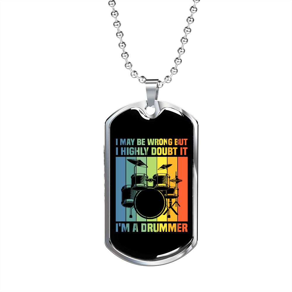 I'm a Drummer Necklace Stainless Steel or 18k Gold Dog Tag 24" Chain-Express Your Love Gifts