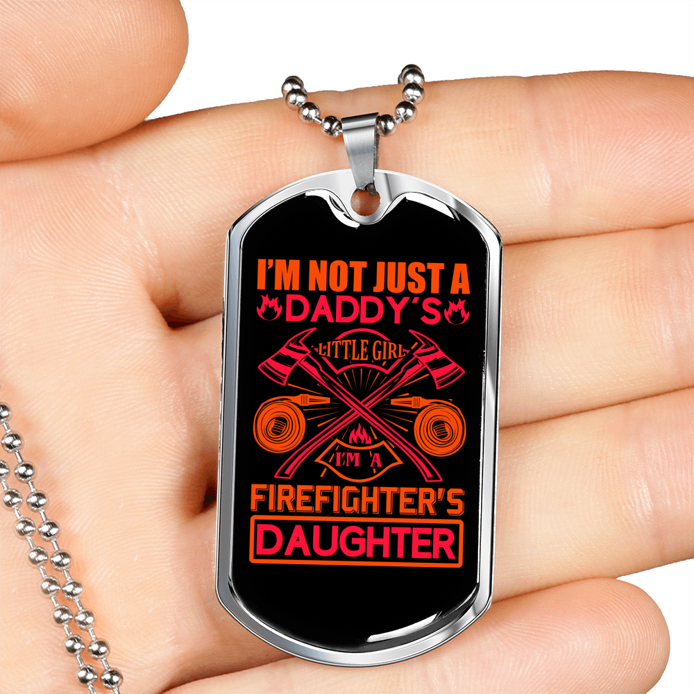 I'm A Firefighter'S Daughter Necklace Stainless Steel or 18k Gold Dog Tag 24" Chain-Express Your Love Gifts