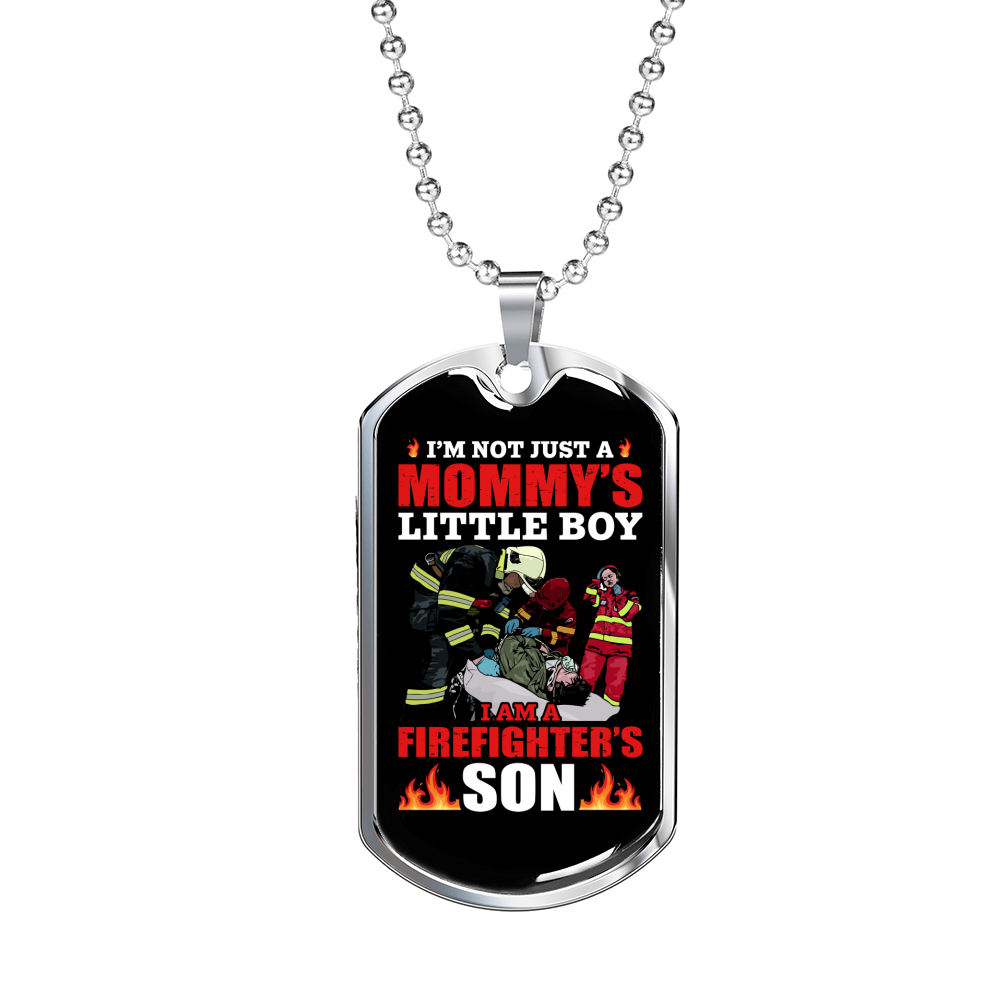 I'm A Firefighter'S Son Firefighter Gift Stainless Steel or 18k Gold Dog Tag 24" Chain-Express Your Love Gifts