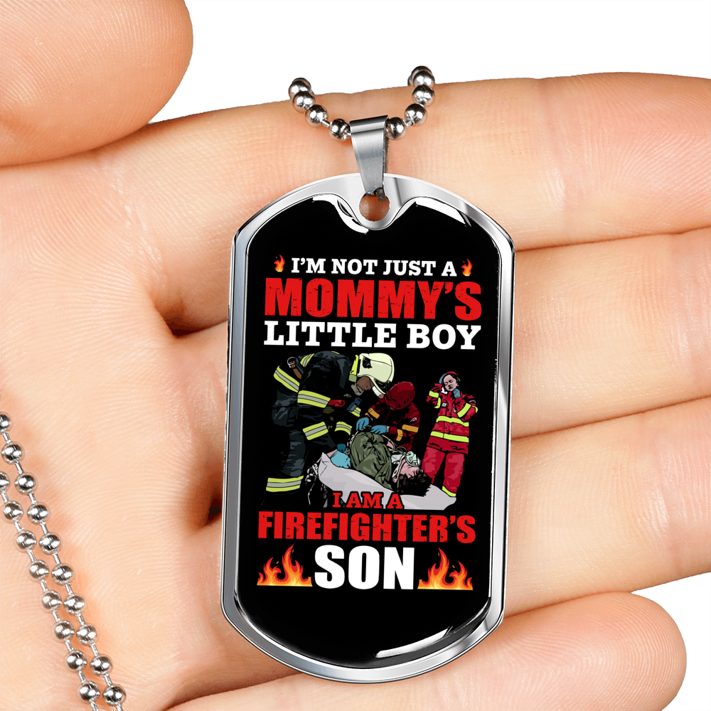 I'm A Firefighter'S Son Firefighter Gift Stainless Steel or 18k Gold Dog Tag 24" Chain-Express Your Love Gifts
