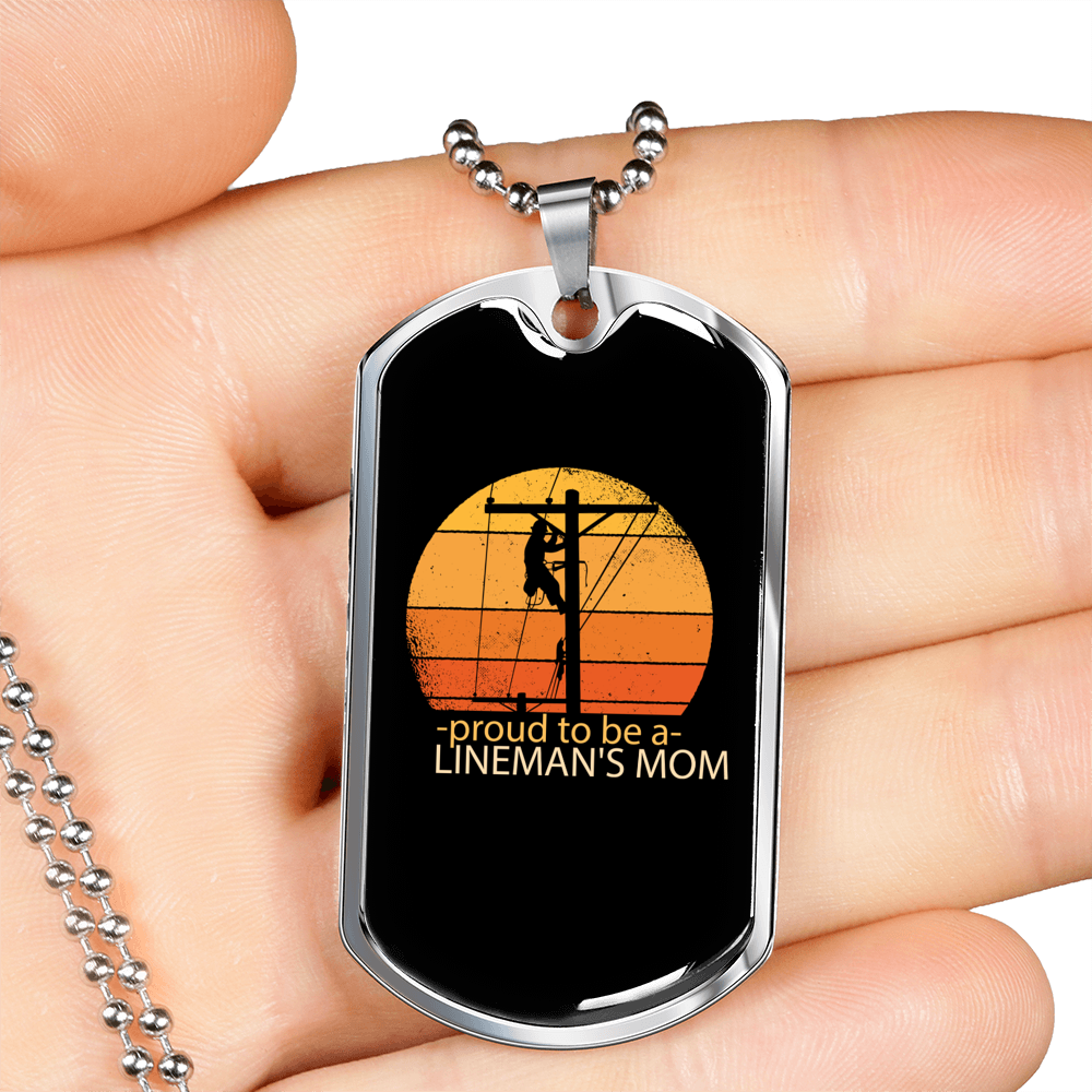 I'm A Lineman'S Mom Necklace Stainless Steel or 18k Gold Dog Tag 24" Chain-Express Your Love Gifts