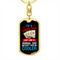 I'm a Poker Dad Gambler Keychain Stainless Steel or 18k Gold Dog Tag Keyring-Express Your Love Gifts