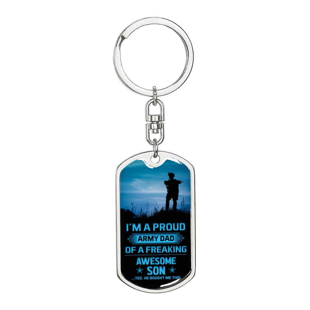 I'm A Poud Army Dad Keychain Stainless Steel or 18k Gold Dog Tag Keyring-Express Your Love Gifts