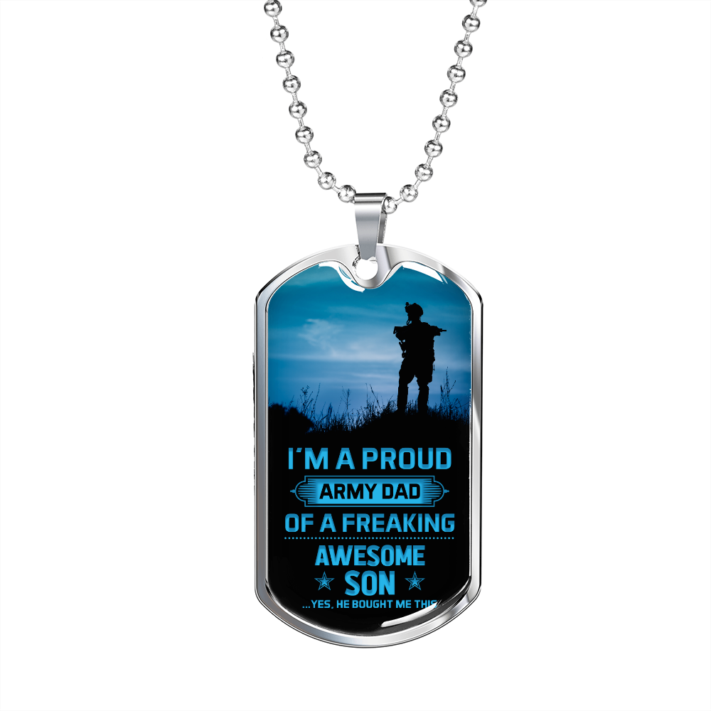 I'm a Proud Army Dad Necklace Stainless Steel or 18k Gold Dog Tag 24" Chain-Express Your Love Gifts
