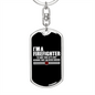 I'm A Retired Firefighter Keychain Stainless Steel or 18k Gold Dog Tag Keyring-Express Your Love Gifts