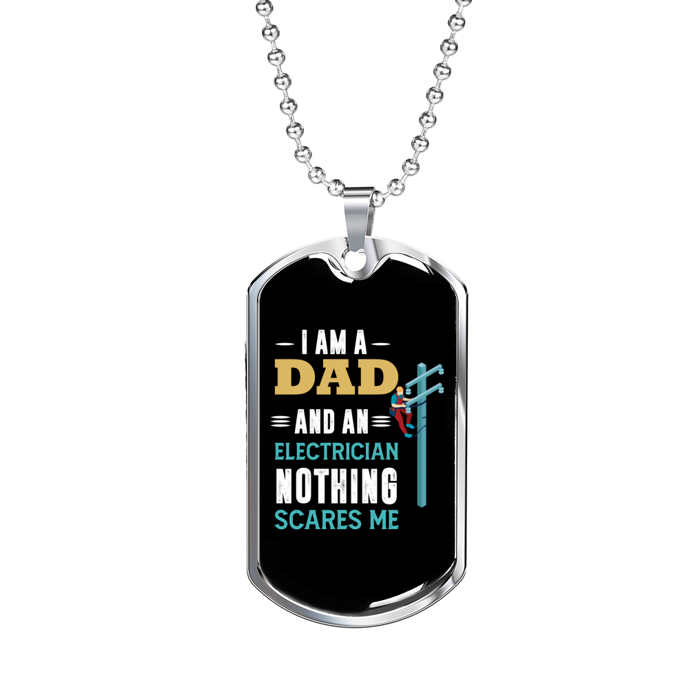 I'm An Electrician Dad Necklace Stainless Steel or 18k Gold Dog Tag 24" Chain-Express Your Love Gifts