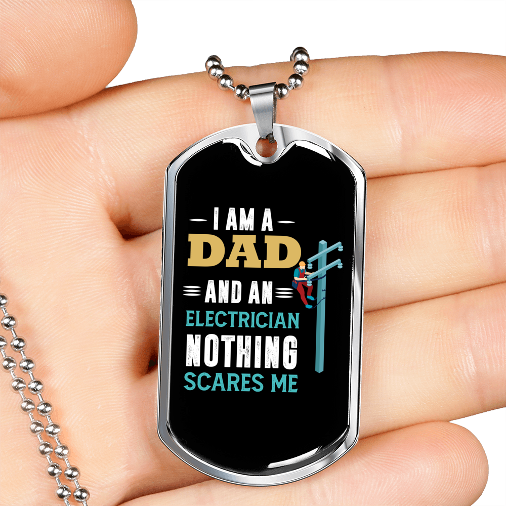I'm An Electrician Dad Necklace Stainless Steel or 18k Gold Dog Tag 24" Chain-Express Your Love Gifts
