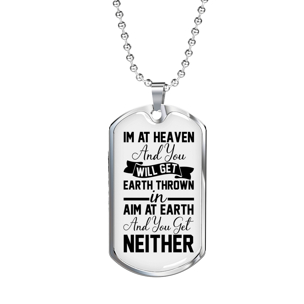 I'm At Heaven Christian Necklace Stainless Steel or 18k Gold Dog Tag 24" Chain-Express Your Love Gifts