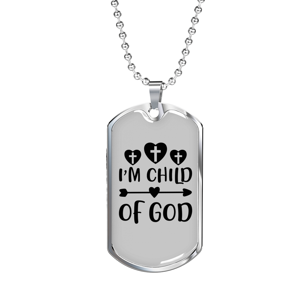 I'm Child Of God Necklace Stainless Steel or 18k Gold Dog Tag 24" Chain-Express Your Love Gifts
