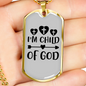 I'm Child Of God Necklace Stainless Steel or 18k Gold Dog Tag 24" Chain-Express Your Love Gifts